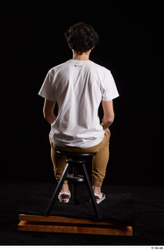 Whole Body Man White Shirt Trousers Slim Sitting Studio photo references